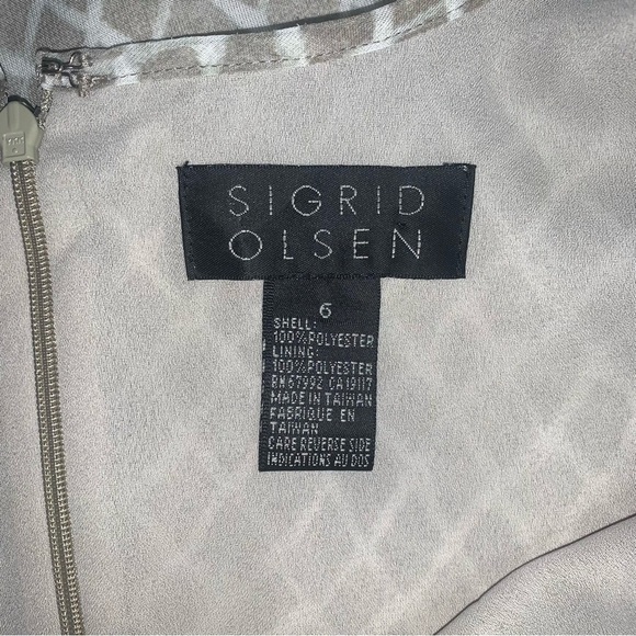 Sigrid Olsen Vintage Midi Dress‎ Size 6 US  Beige Tan Neutral Snakeskin Pattern - Picture 6 of 7